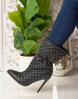 Mandy Quilted Ankle Bootie- Black
