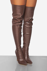 Gisele Thigh High Boots-Brown
