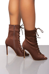 Filter Lace Up Ankle Bootie- Brown