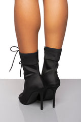 Filter Lace Up Ankle Bootie- Black