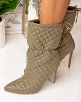 Mandy Quilted Ankle Bootie- Khaki